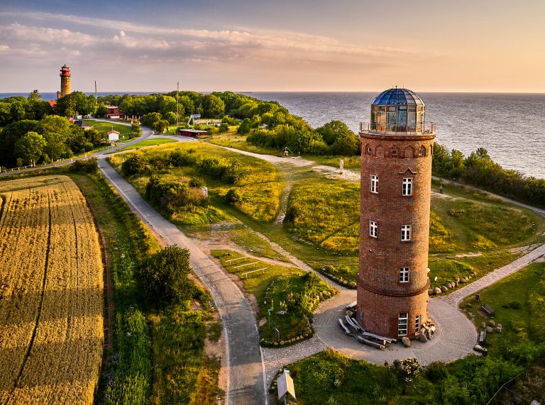drone view of lighthouses from Kap Arkona
